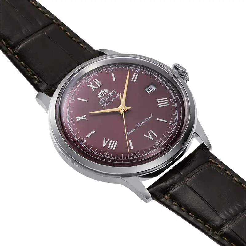 Orient Bambino Version II Bordeaux Dial Leather Men's Watch- RA-AC0026R